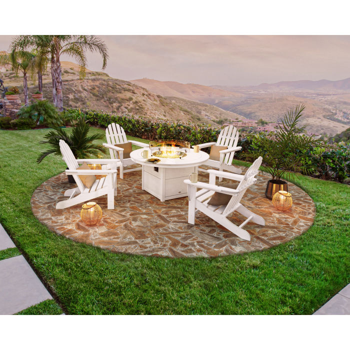 POLYWOOD Classic Adirondack 5-Piece Conversation Set with Fire Pit Table