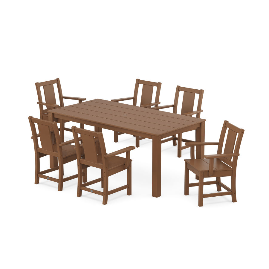 POLYWOOD Prairie Arm Chair 7-Piece Parsons Dining Set in Teak