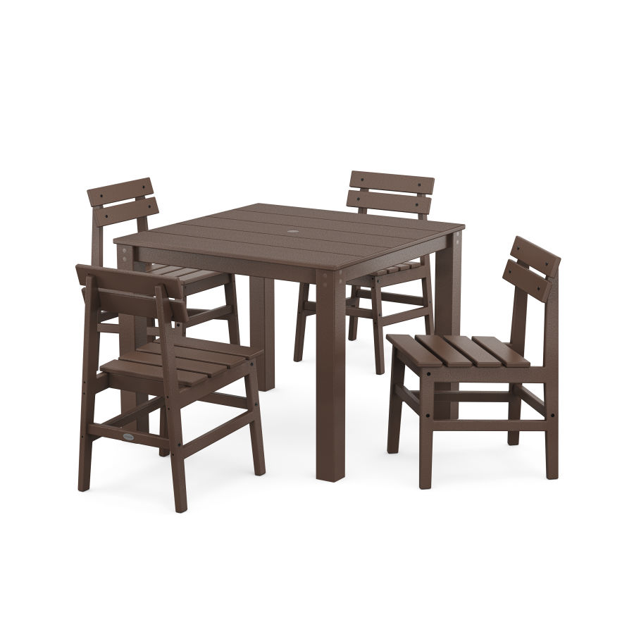 POLYWOOD Modern Studio Plaza Chair 5-Piece Parsons Dining Set in Mahogany