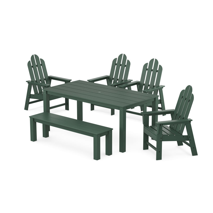 POLYWOOD Long Island 6-Piece Parsons Dining Set with Bench in Green