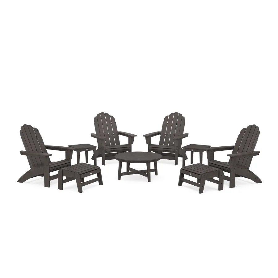 POLYWOOD Vineyard Grand Adirondack 9-Piece Conversation Set in Vintage Finish