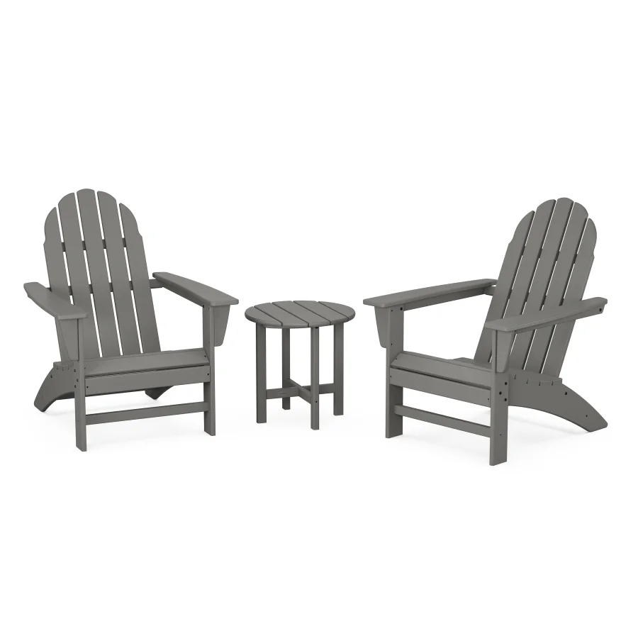 POLYWOOD Vineyard 3-Piece Adirondack Set in Slate Grey