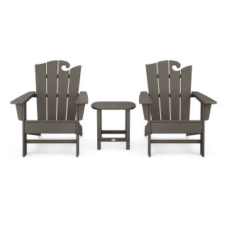 POLYWOOD Wave 3-Piece Adirondack Set with The Ocean Chair in Vintage Finish