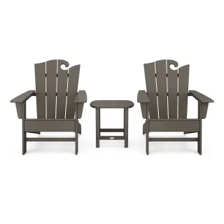 POLYWOOD Wave 3-Piece Adirondack Set with The Ocean Chair in Vintage Finish