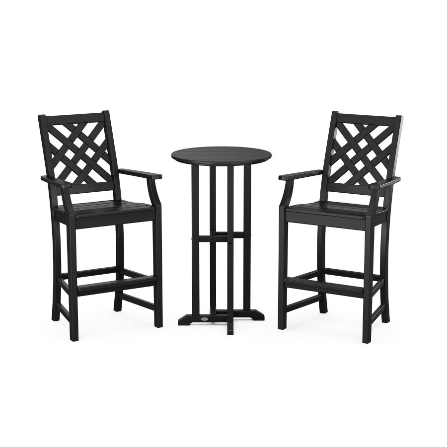 POLYWOOD Wovendale 3-Piece Farmhouse Bar Set in Black