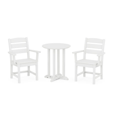 Lakeside 3-Piece Round Dining Set in White