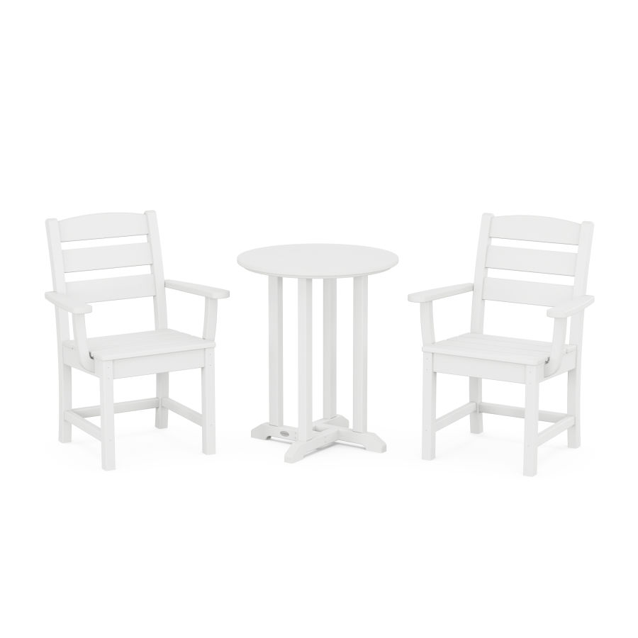 POLYWOOD Lakeside 3-Piece Round Dining Set in White