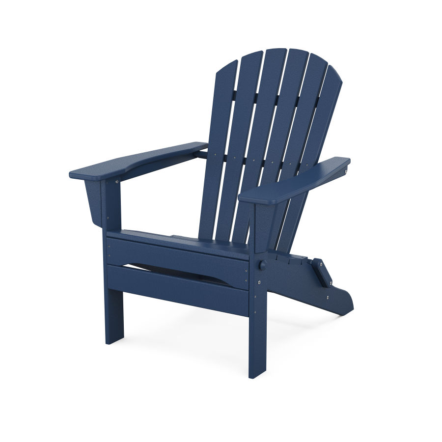 POLYWOOD South Beach Folding Adirondack Chair in Navy