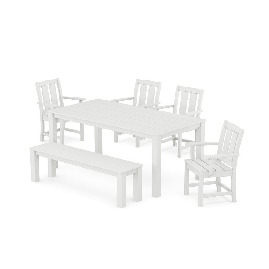 POLYWOOD Mission 6-Piece Parsons Dining Set with Bench in White