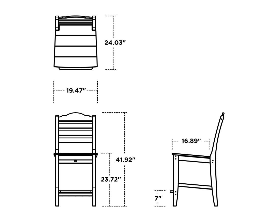 Dimensions for Savannah Counter Side Chair