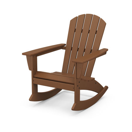 POLYWOOD Nautical Adirondack Rocking Chair in Teak