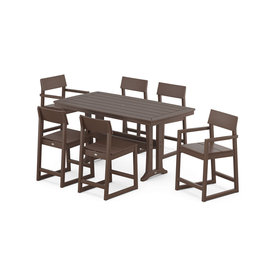 POLYWOOD EDGE 7-Piece Counter Set with Trestle Legs in Mahogany