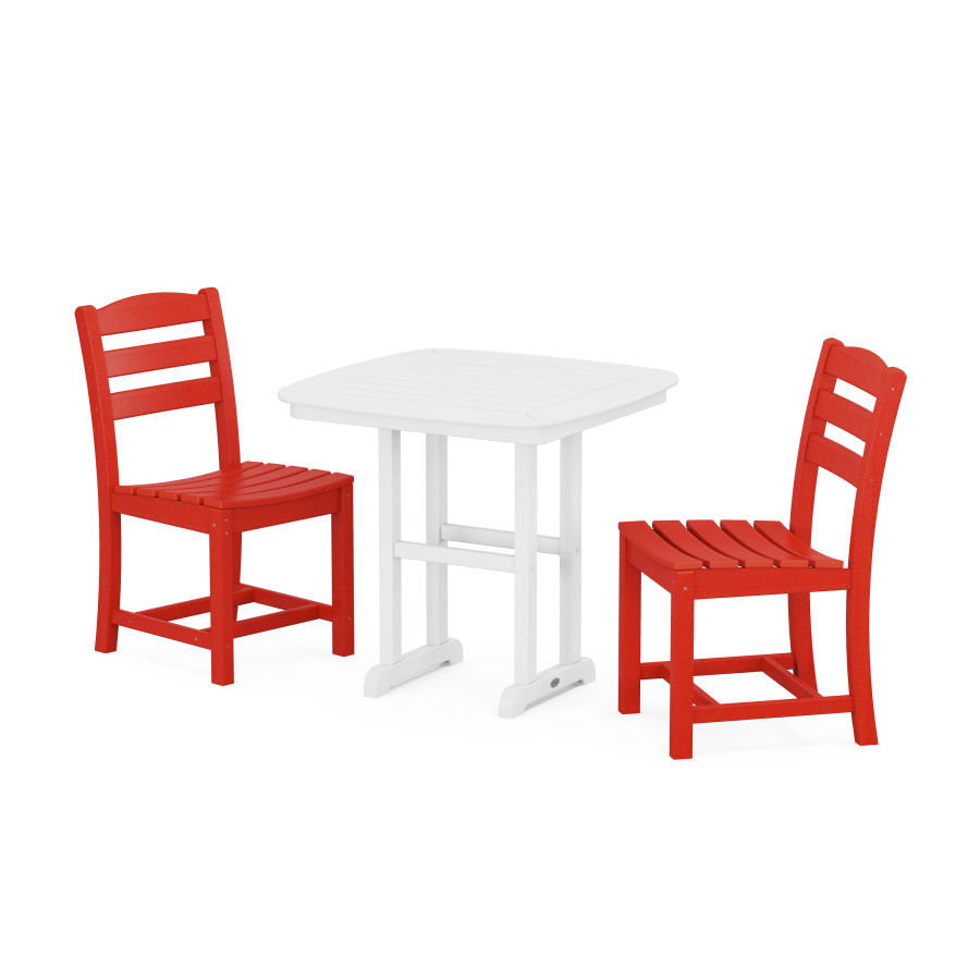 POLYWOOD La Casa Café Side Chair 3-Piece Dining Set in Sunset Red