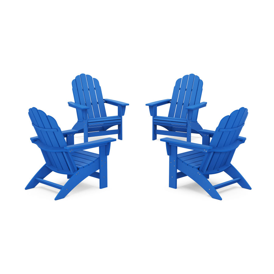 POLYWOOD 4-Piece Vineyard Grand Adirondack Chair Conversation Set in Pacific Blue