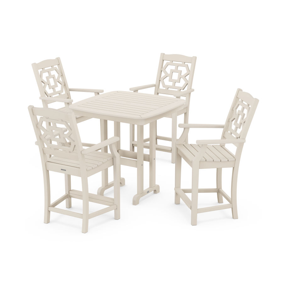 POLYWOOD Chinoiserie 5-Piece Counter Set in Sand