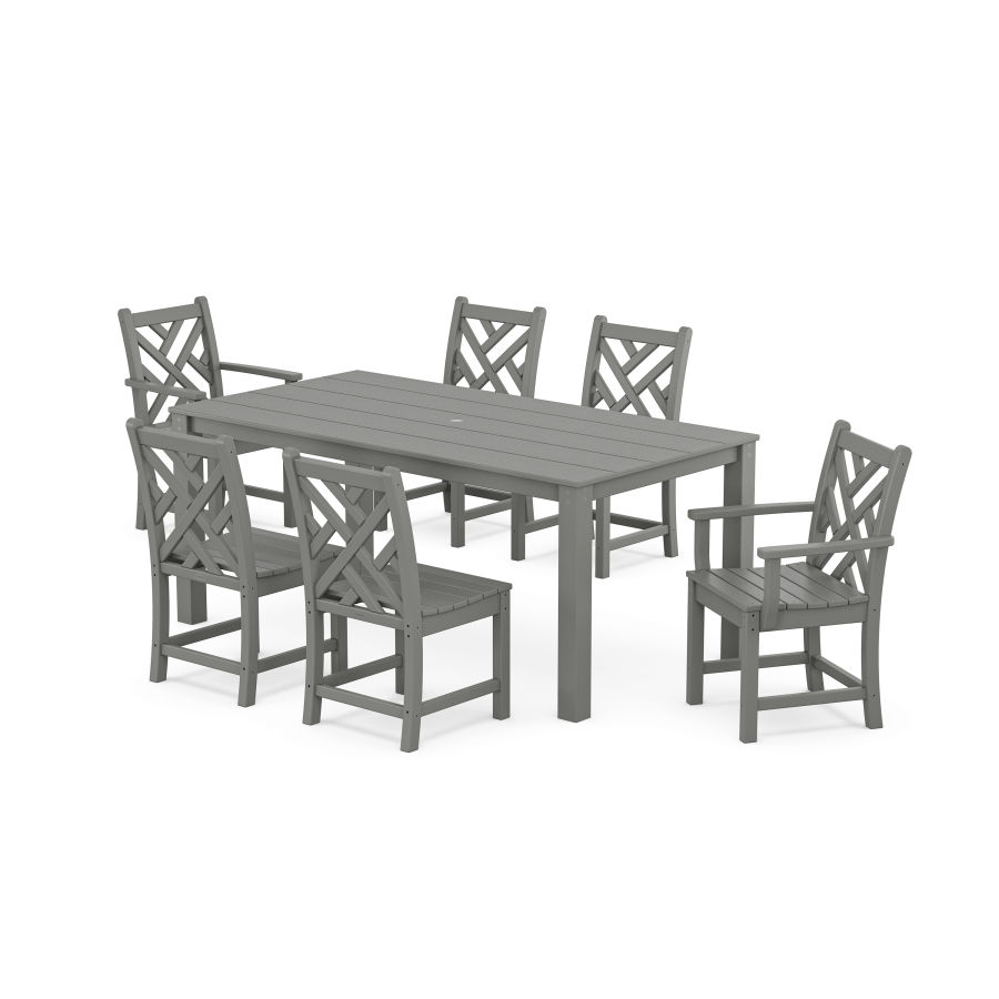 POLYWOOD Chippendale 7-Piece Parsons Dining Set in Slate Grey