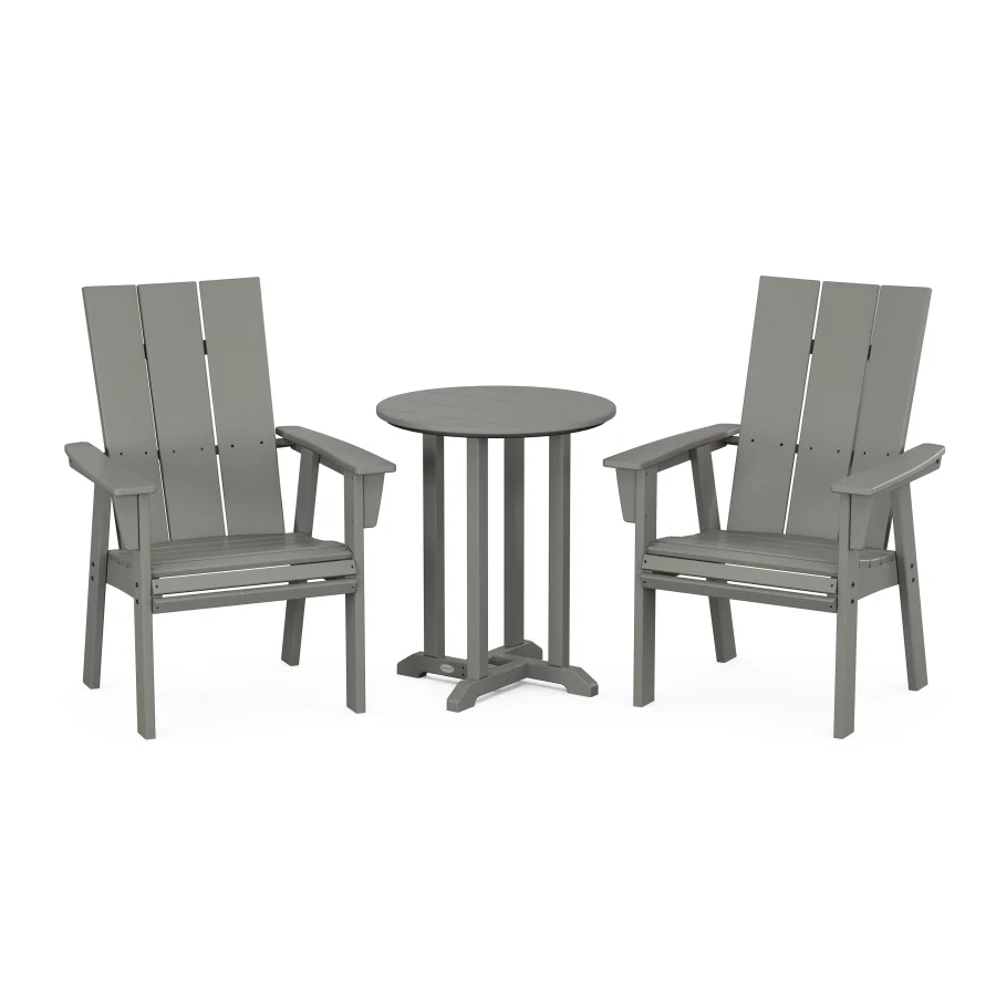 POLYWOOD Modern Curveback Adirondack 3-Piece Round Bistro Dining Set