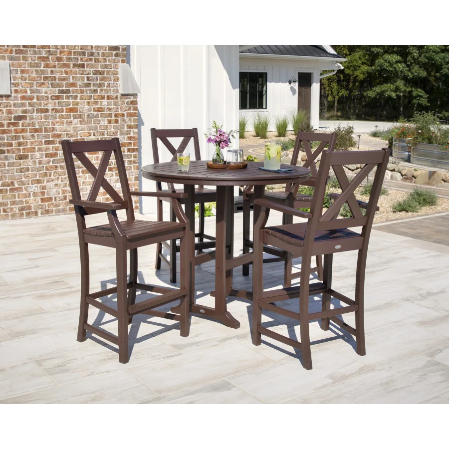 Braxton 5-Piece Nautical Trestle Arm Chair Bar Set