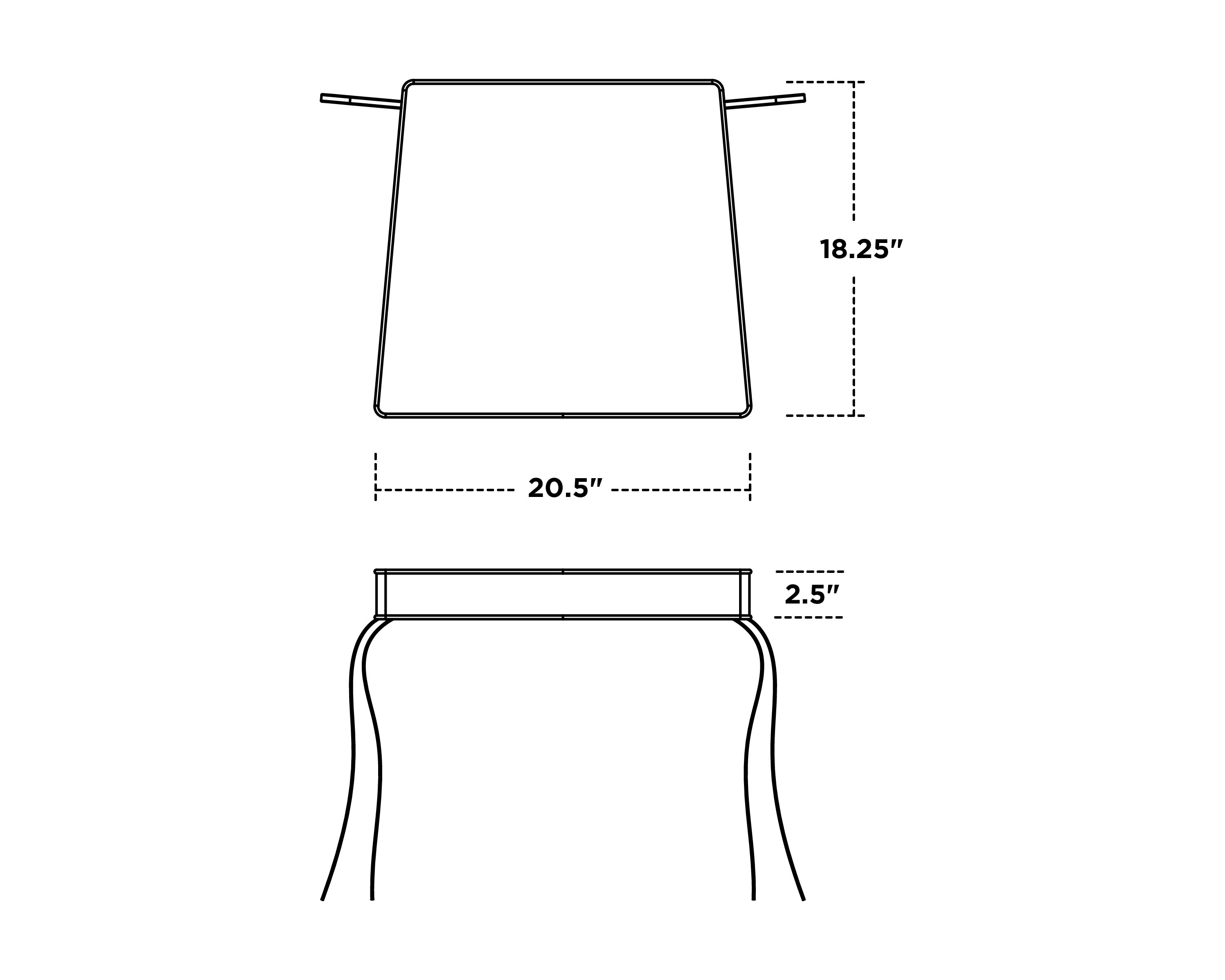 Dimensions for Acadia Dining Arm Seat Cushion