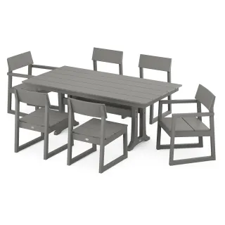 POLYWOOD EDGE 7-Piece Farmhouse Trestle Dining Set