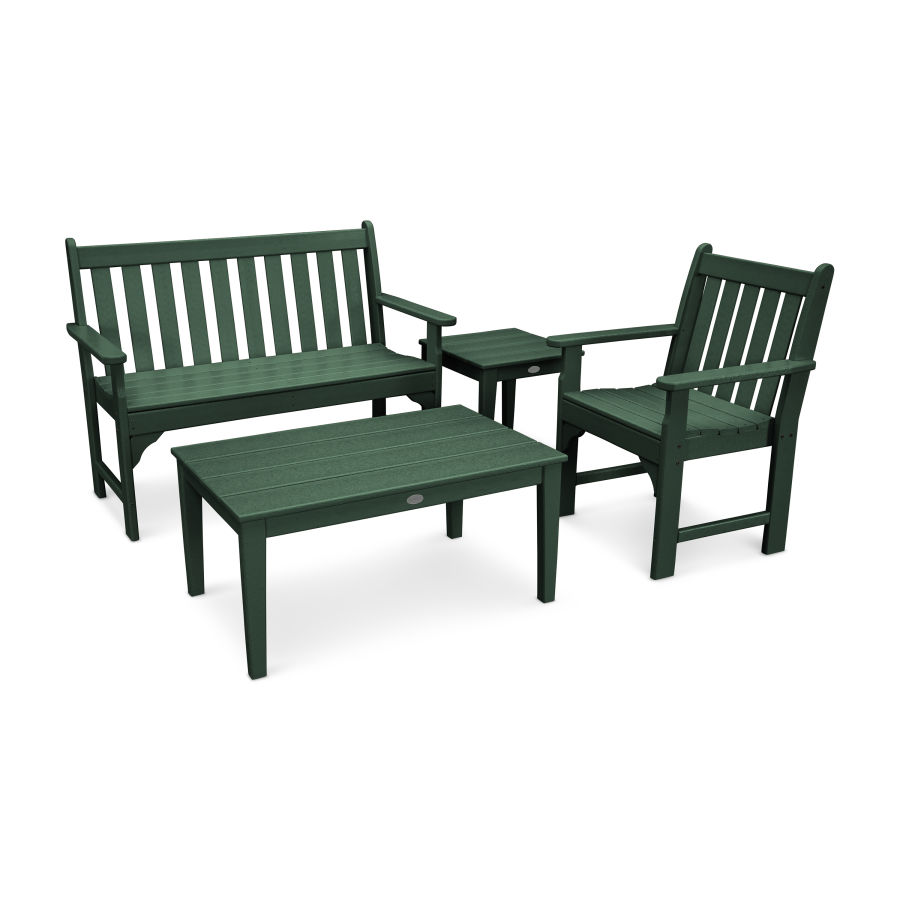 POLYWOOD Vineyard 4-Piece Bench Seating Set in Green