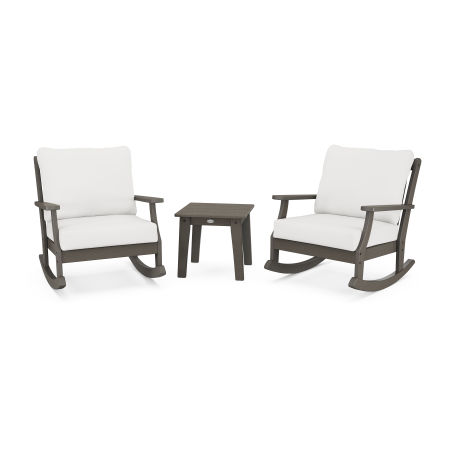 POLYWOOD Braxton 3-Piece Deep Seating Rocker Set in Vintage Finish