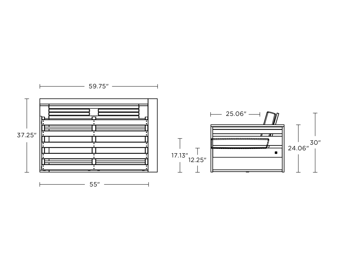 Dimensions for Latitude Modular Right Arm Loveseat