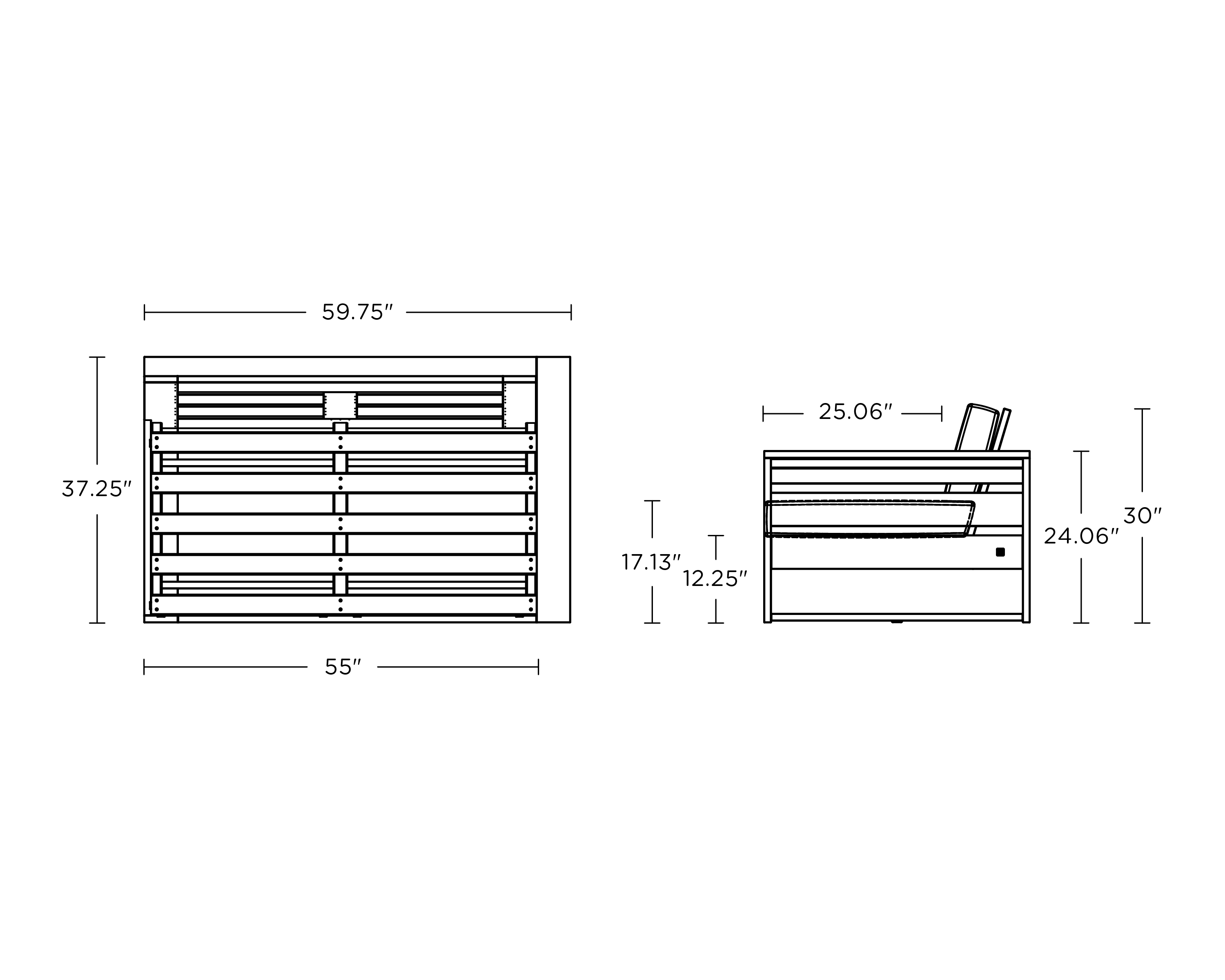 Dimensions for Latitude Modular Right Arm Loveseat