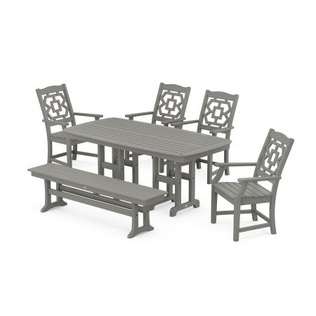 Chinoiserie 6-Piece Dining Set with Bench