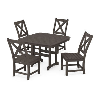 POLYWOOD Braxton Side Chair 5-Piece Dining Set with Trestle Legs in Vintage Finish