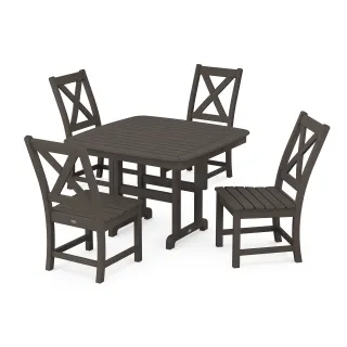 POLYWOOD Braxton Side Chair 5-Piece Dining Set with Trestle Legs in Vintage Finish