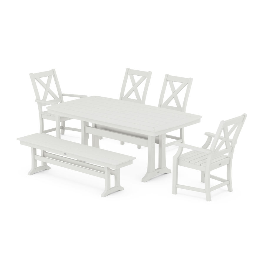 POLYWOOD Braxton 6-Piece Dining Set with Trestle Legs in Vintage White