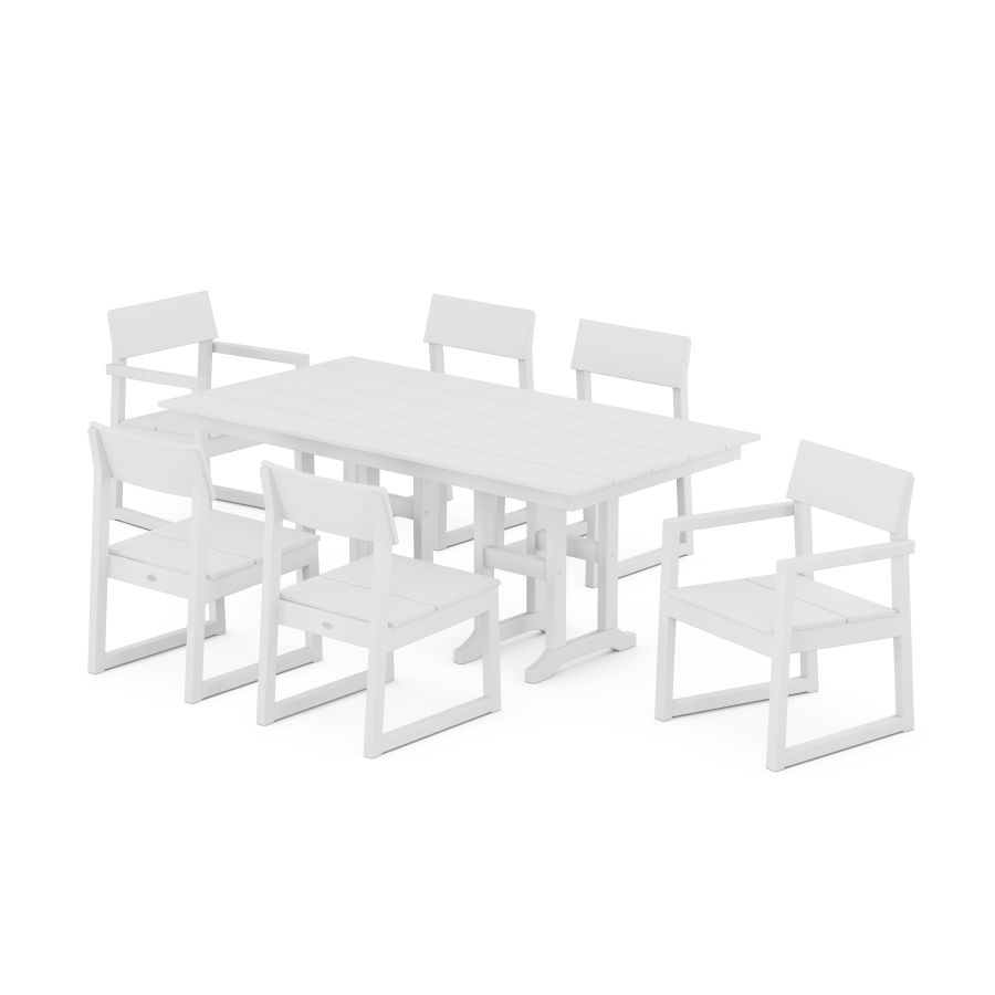 POLYWOOD EDGE 7-Piece Farmhouse Dining Set in White