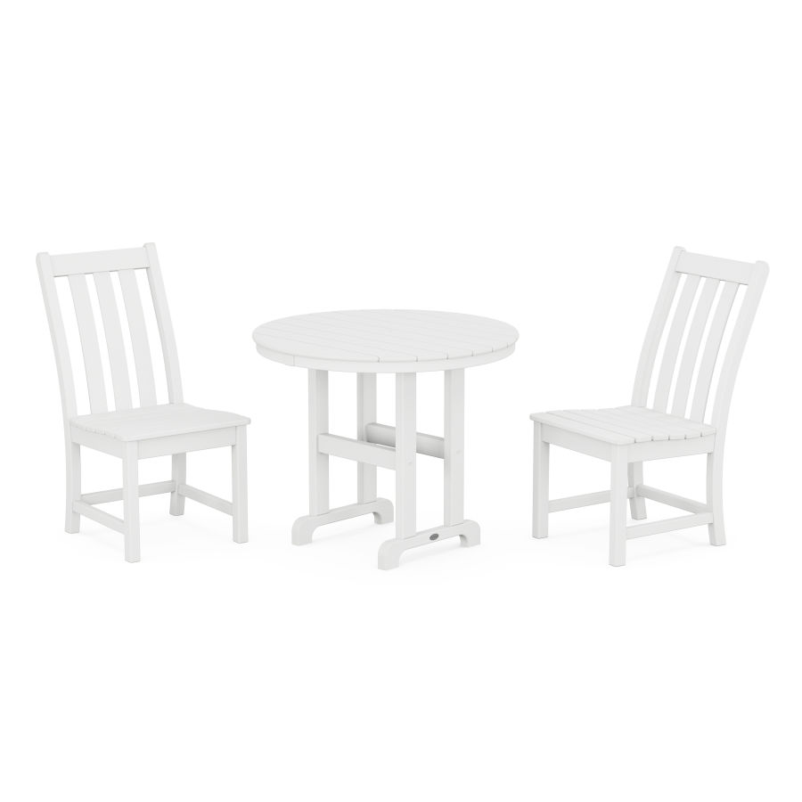 POLYWOOD Vineyard Side Chair 3-Piece Round Dining Set in White