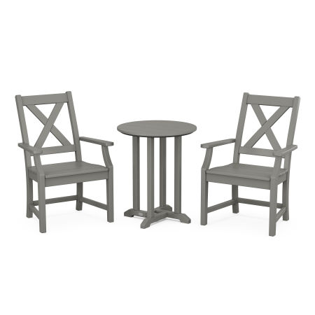 Braxton 3-Piece Round Dining Set in Slate Grey