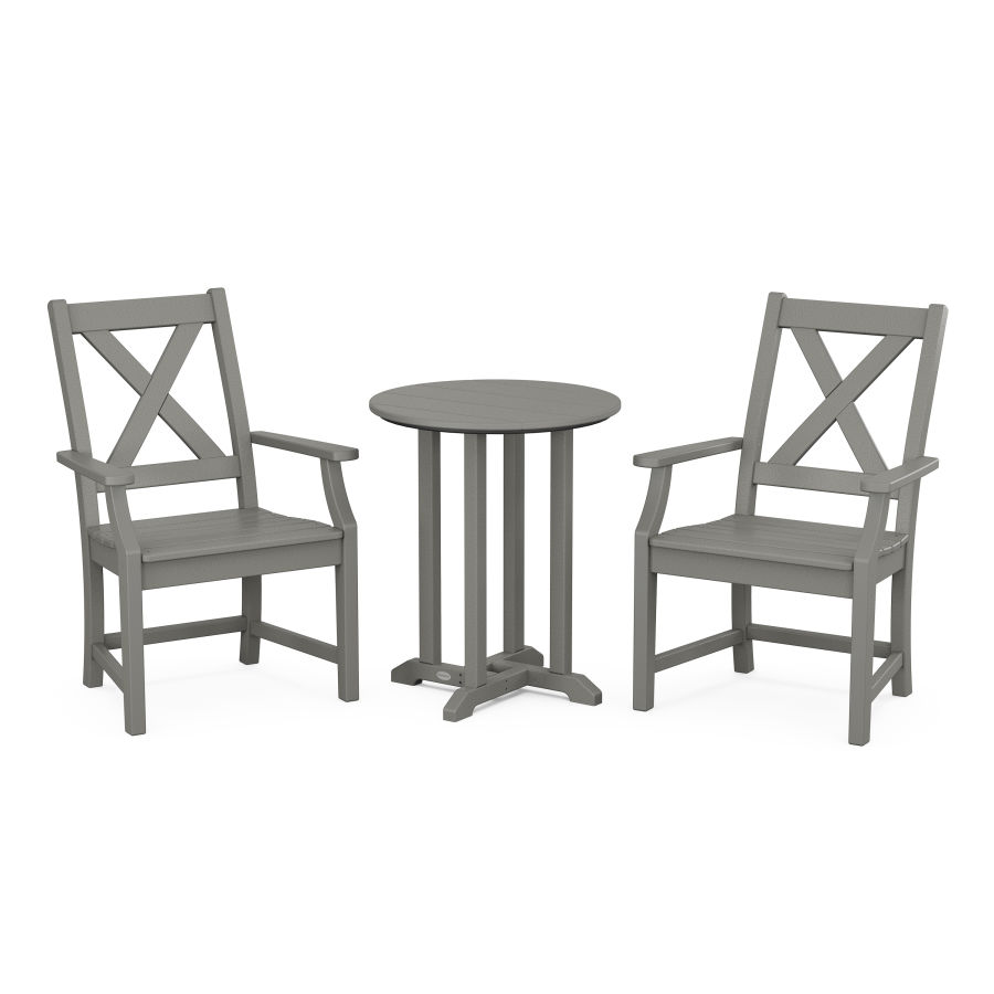 POLYWOOD Braxton 3-Piece Round Dining Set in Slate Grey