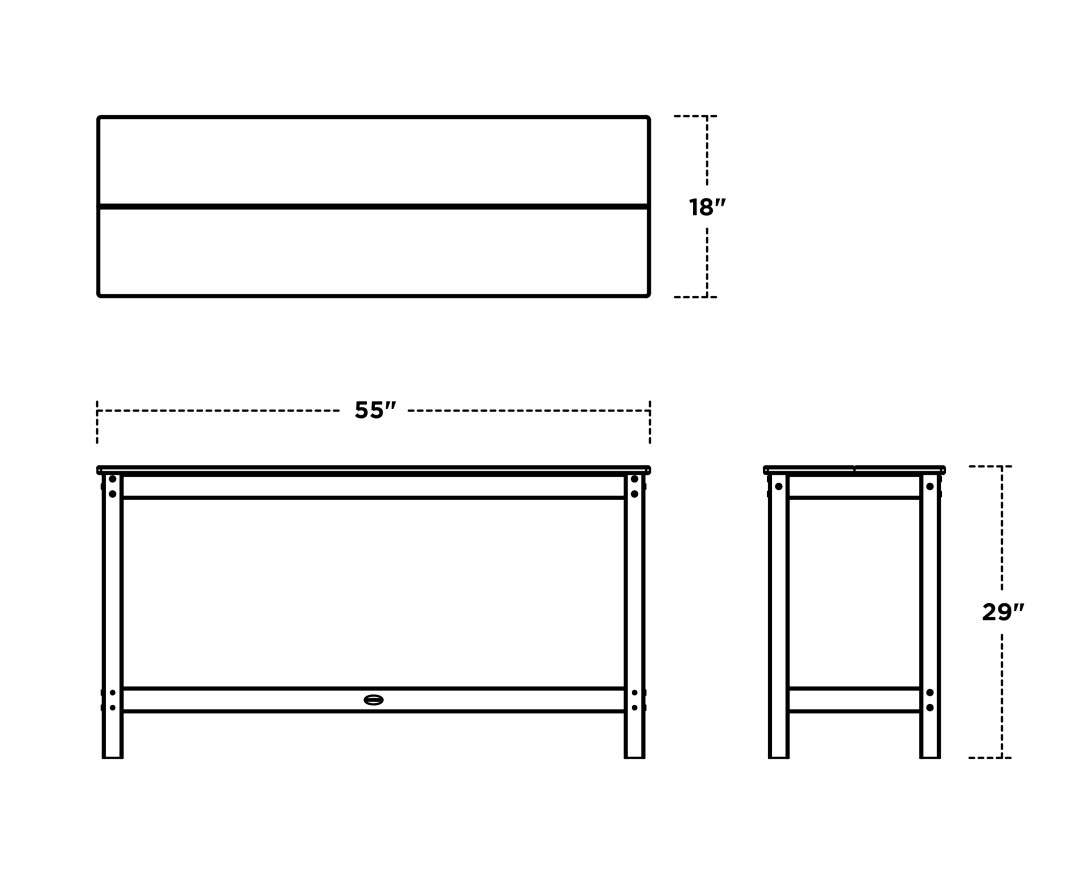 Dimensions for Studio Balcony Table
