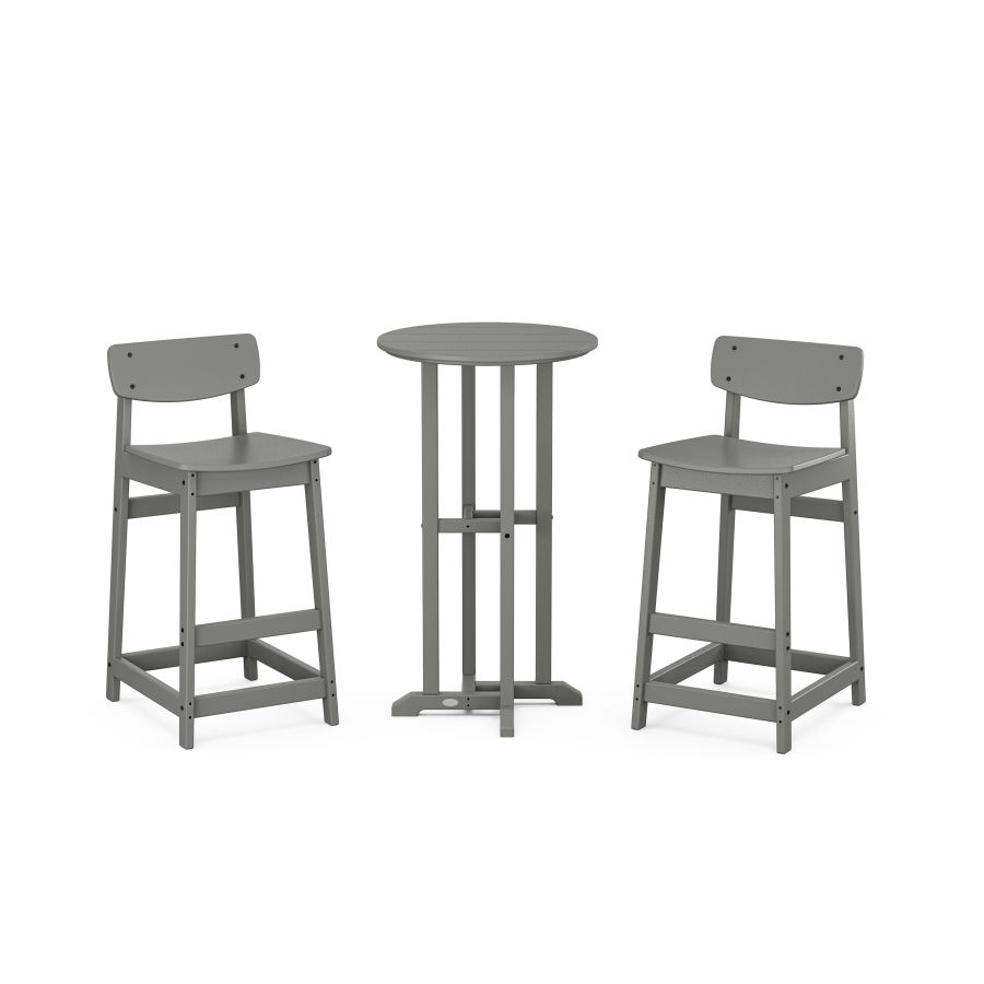 POLYWOOD Modern Studio Urban Lowback Bar Chair 3-Piece Bistro Set in Slate Grey