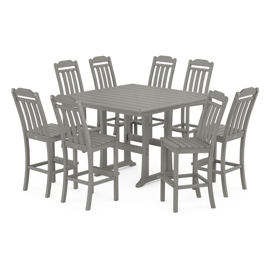 POLYWOOD Country Living 9-Piece Square Side Chair Bar Set with Trestle Legs