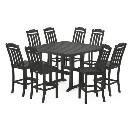 Country Living 9-Piece Square Side Chair Bar Set with Trestle Legs in Black