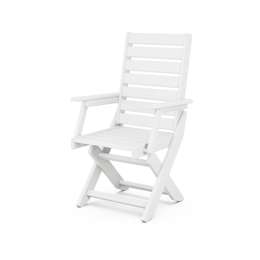 POLYWOOD Captain Folding Dining Chair in White