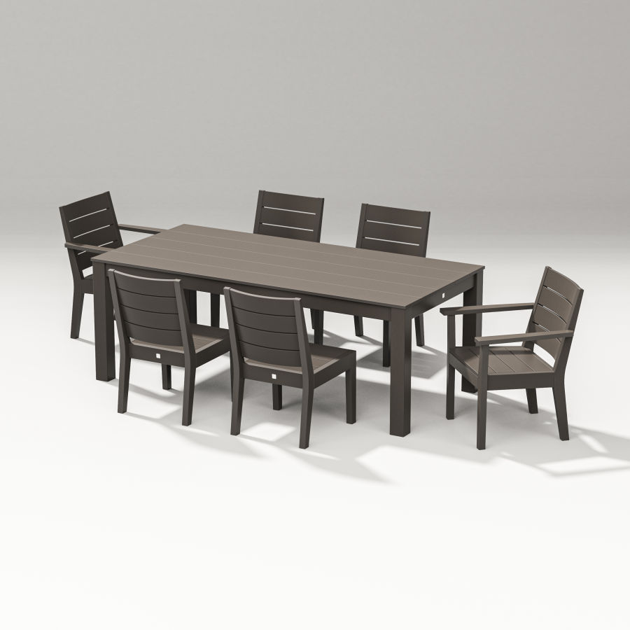POLYWOOD Latitude 7-Piece Dining Set - Parsons 84" in Vintage Coffee