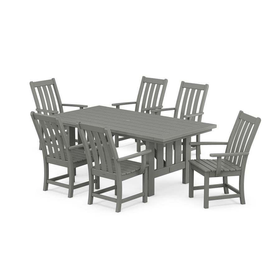 POLYWOOD Vineyard Arm Chair 7-Piece Mission Dining Set in Slate Grey