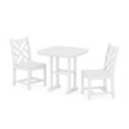 Chippendale Side Chair 3-Piece Dining Set in White
