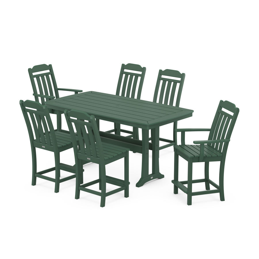 POLYWOOD Country Living 7-Piece Counter Set with Trestle Legs in Green