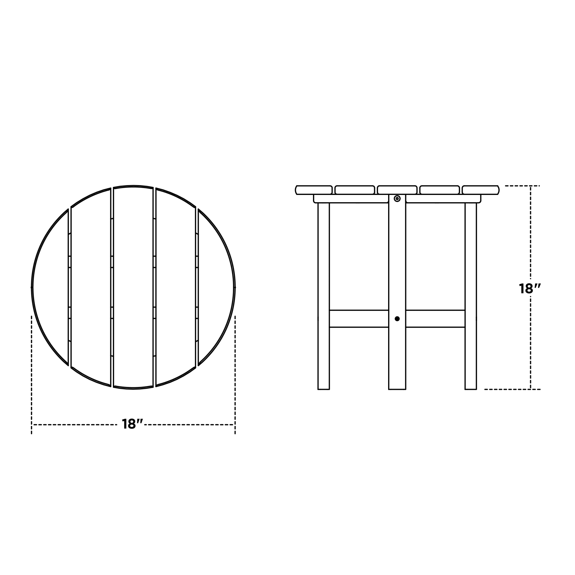 Dimensions for Round 18" Side Table