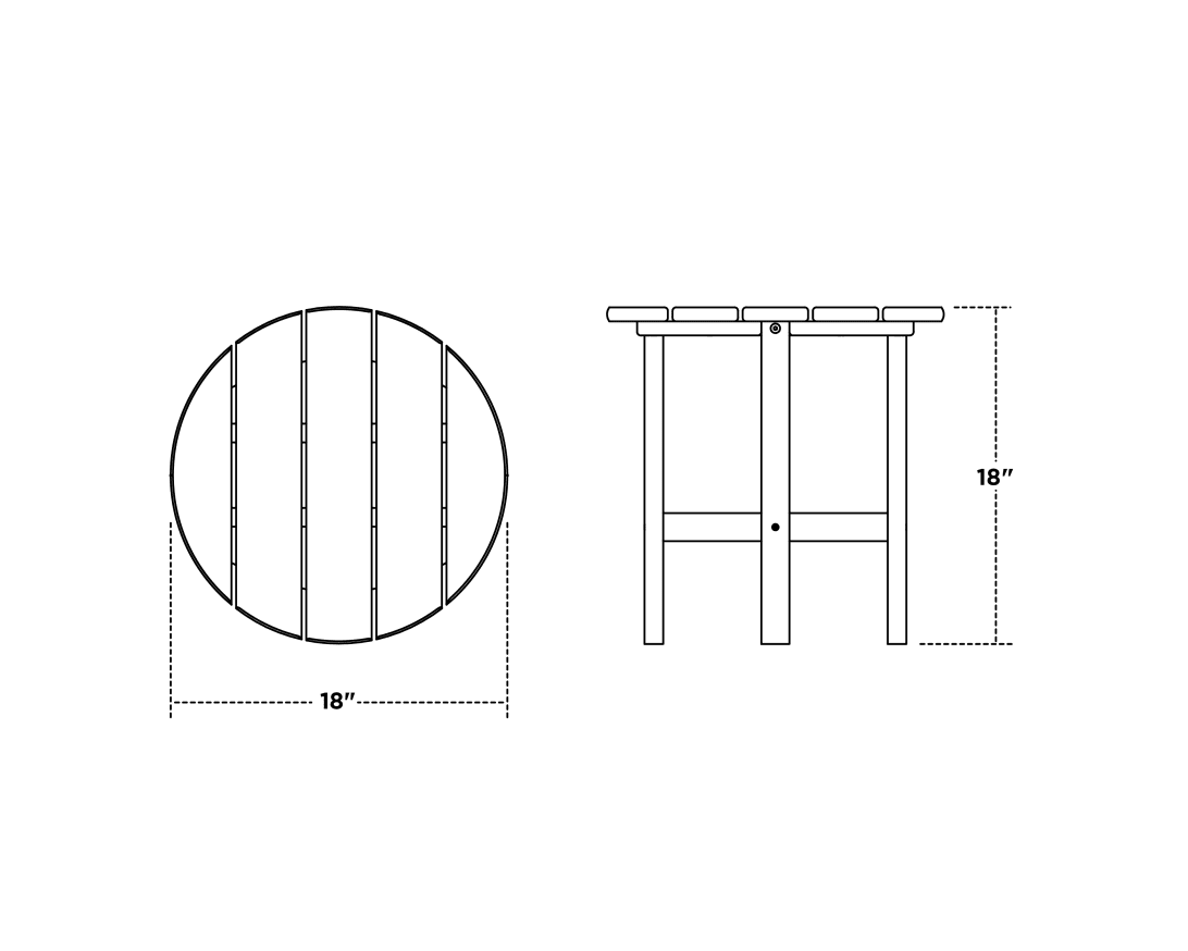 Dimensions for Round 18" Side Table