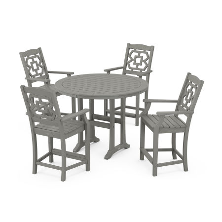 POLYWOOD Chinoiserie 5-Piece Round Counter Set