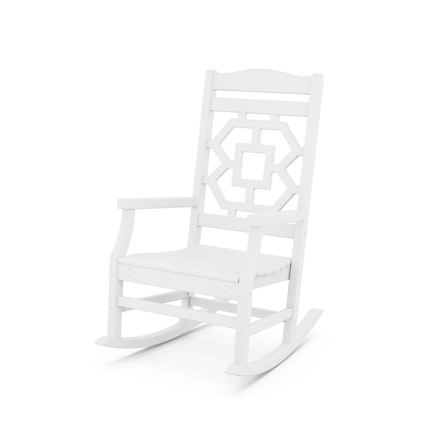 POLYWOOD Chinoiserie Rocking Chair in White