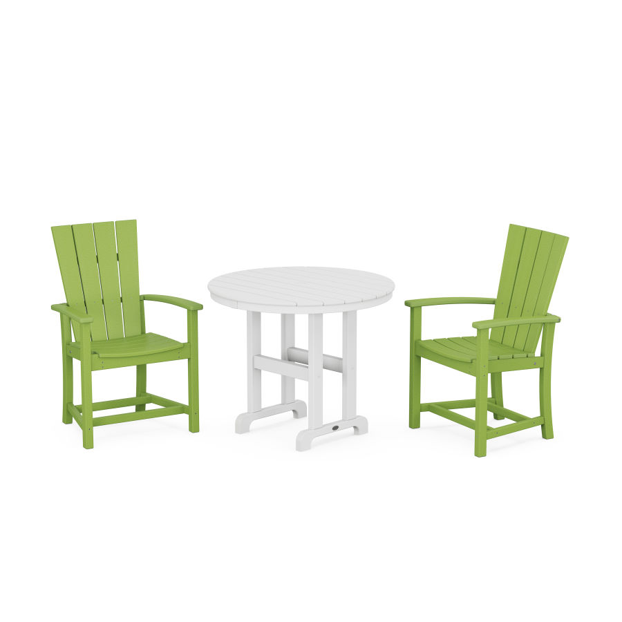 POLYWOOD Quattro 3-Piece Round Dining Set in Lime